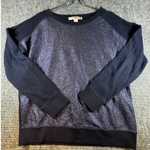 Forever 21 Women's Navy Blue Sparkle Raglan Sweatshirt Size Medium